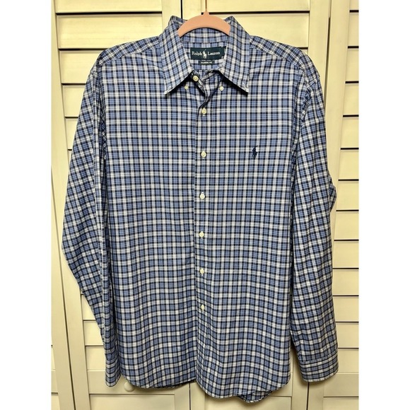 Ralph Lauren Classic Fit Long Sleeve Pony Logo Button Down Shirt Size Large - Picture 1 of 7